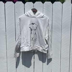 White cropped  Staud Hoodie w / pockets
